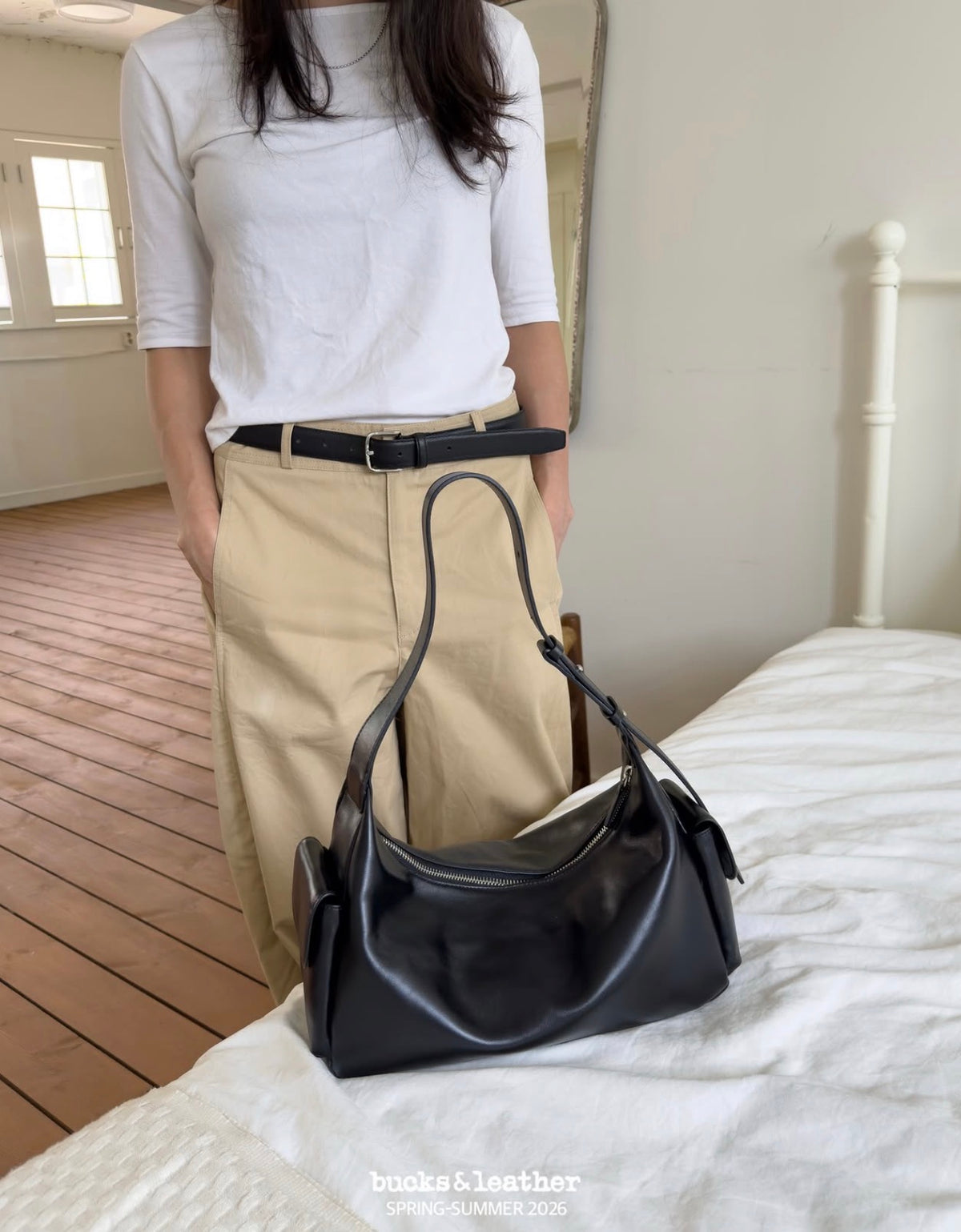 BUCKS & LEATHER HANDMADE DOUBLE POCKET HOBO BAG