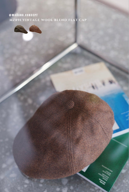 MZ891 VINTAGE WOOL BLEND FLAT CAP