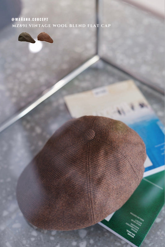 MZ891 VINTAGE WOOL BLEND FLAT CAP