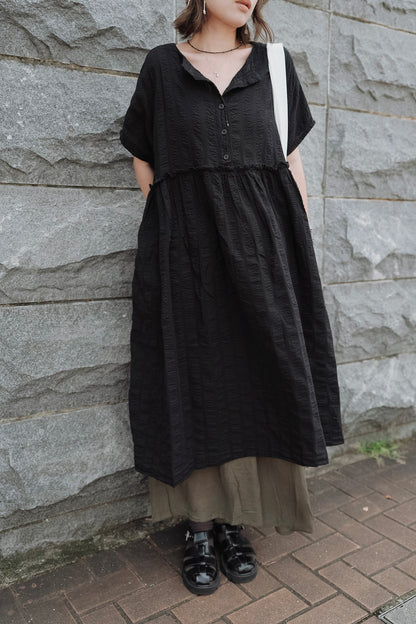 CB144 2WAY CRINKLE DOBBY DRESS