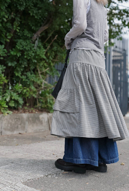 MZ977 ASYMMETRIC STRIPED SKIRT