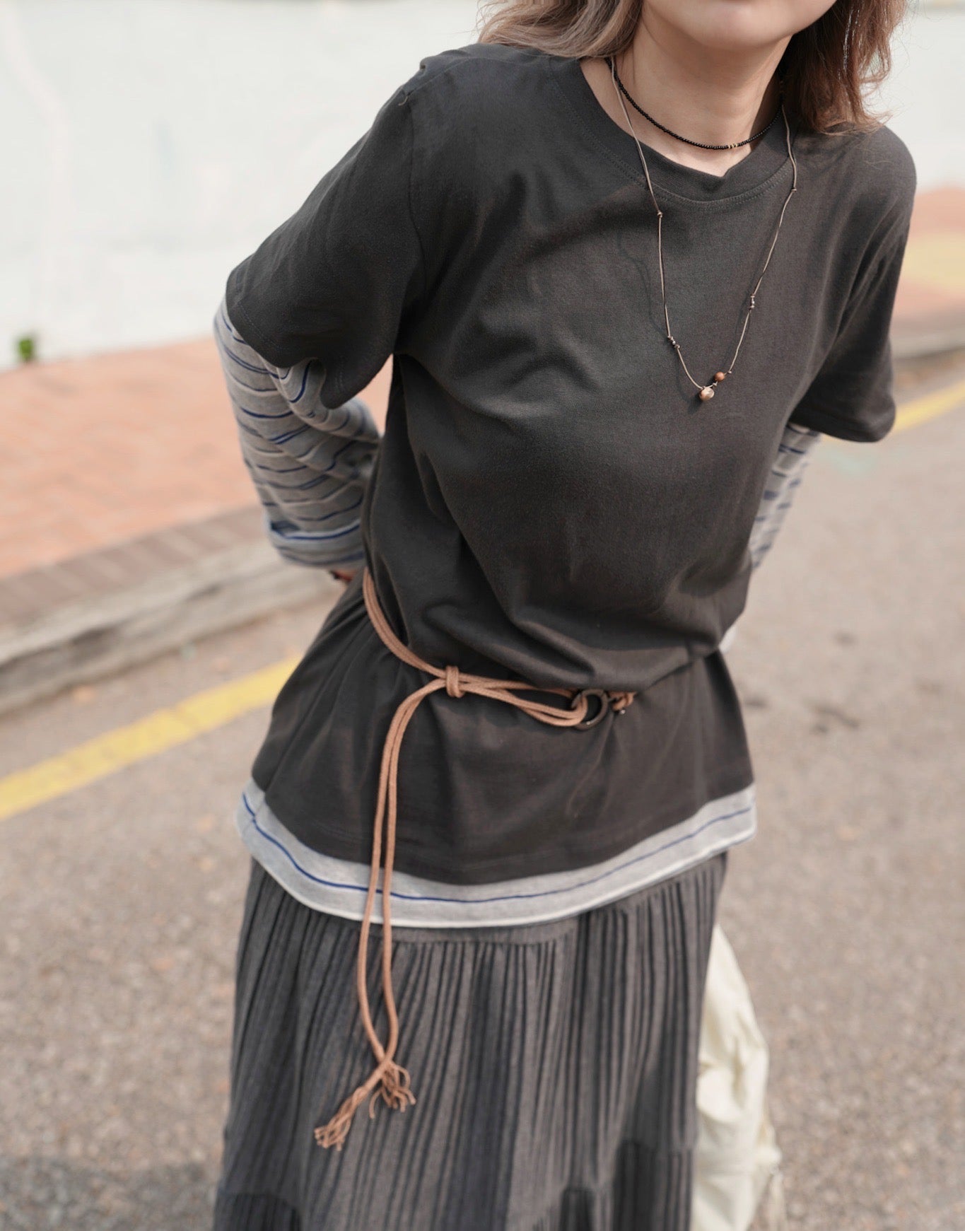 MZ979 LAYERED SLEEVE TEE