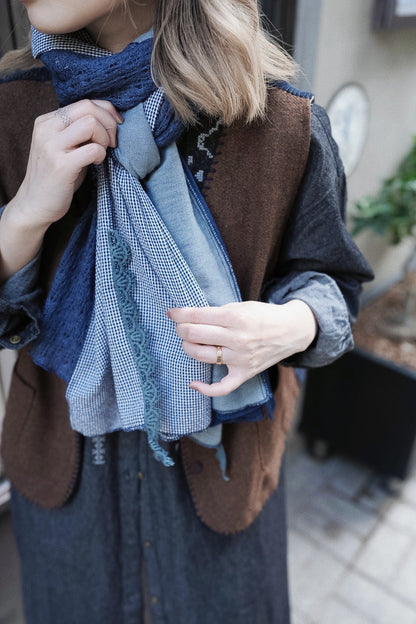 MZ959 PATCHWORK KNIT SCARF