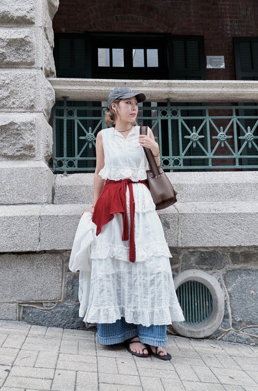 CB117 2WAY RUFFLE SLEEVELESS DRESS