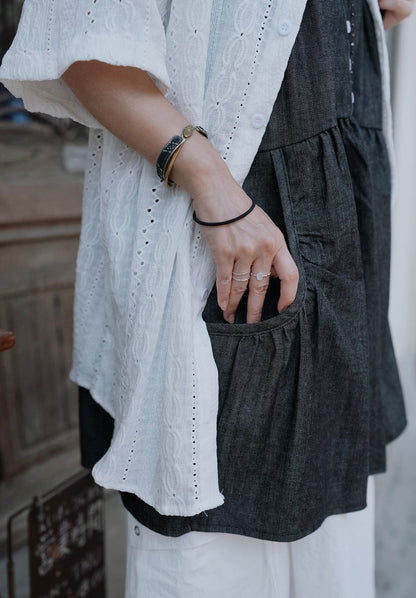 MB031 DENIM BUTTON-FRONT CAMI DRESS