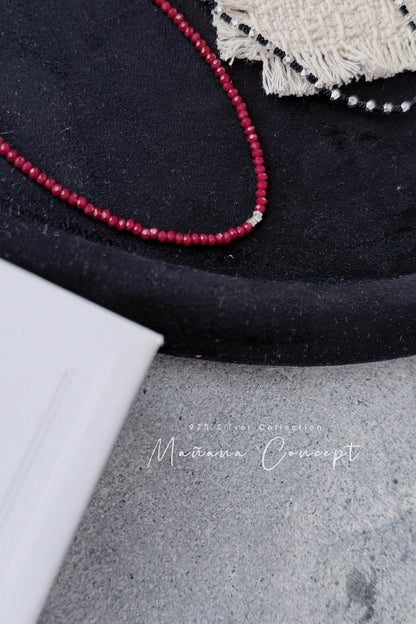 MB028 SILVER 925 RED CHOKER〔 L'Heure Bleue 〕