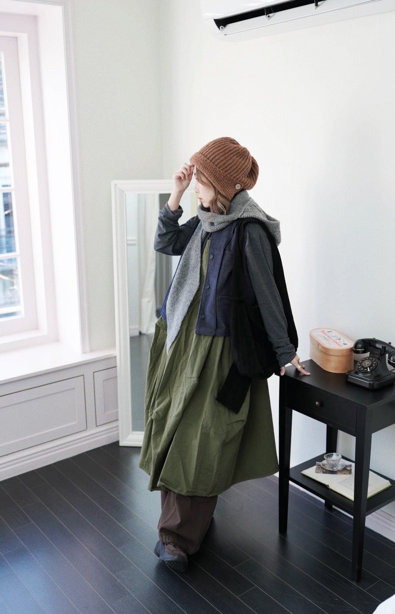 MZ931 3D-CUT WORKER ONE PIECE DRESS