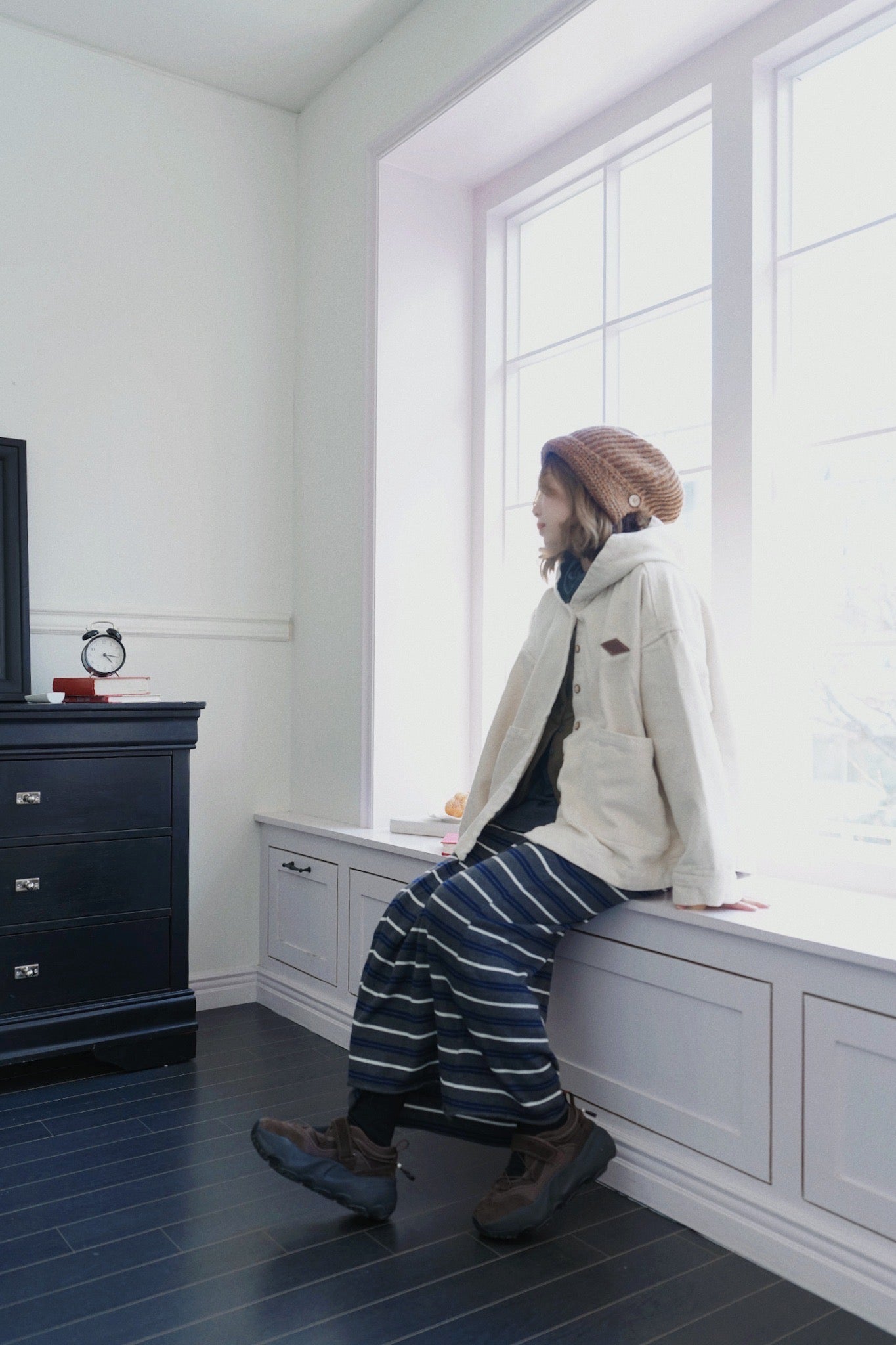 MZ927 STRIPED KNIT LONG SKIRT