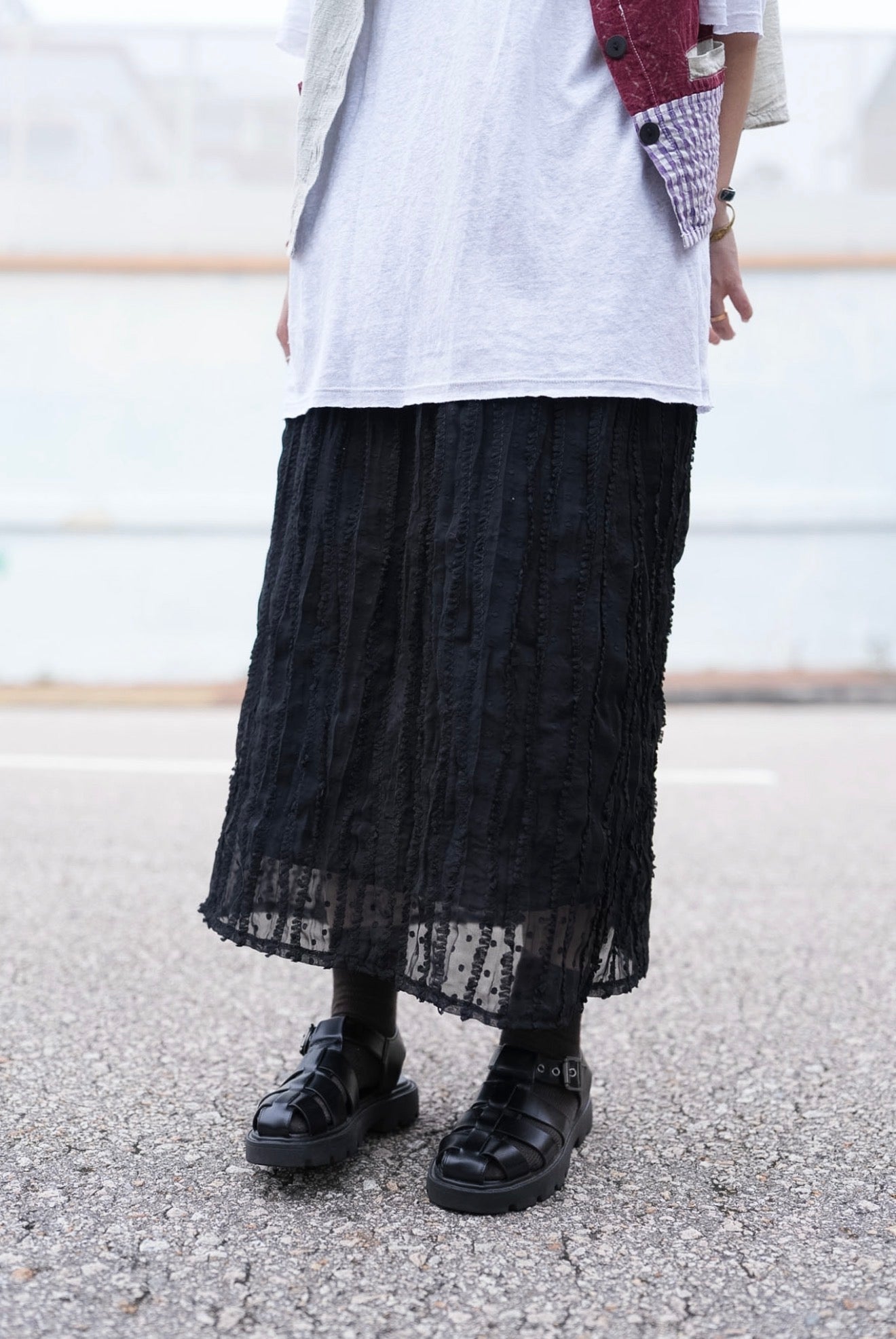 MB013 JACQUARD CLIP CHIFFON SKIRT
