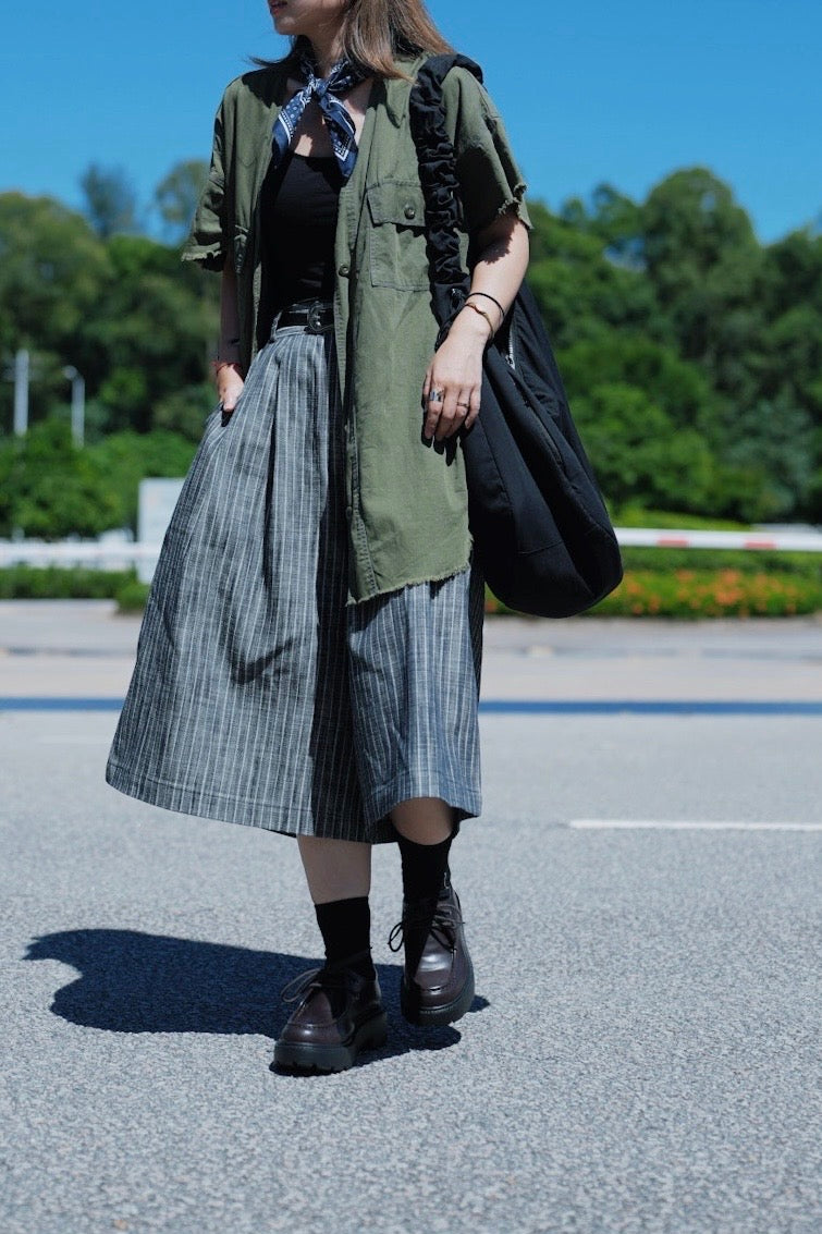 MZ839 NON FADE DENIM STRIPED SHORT