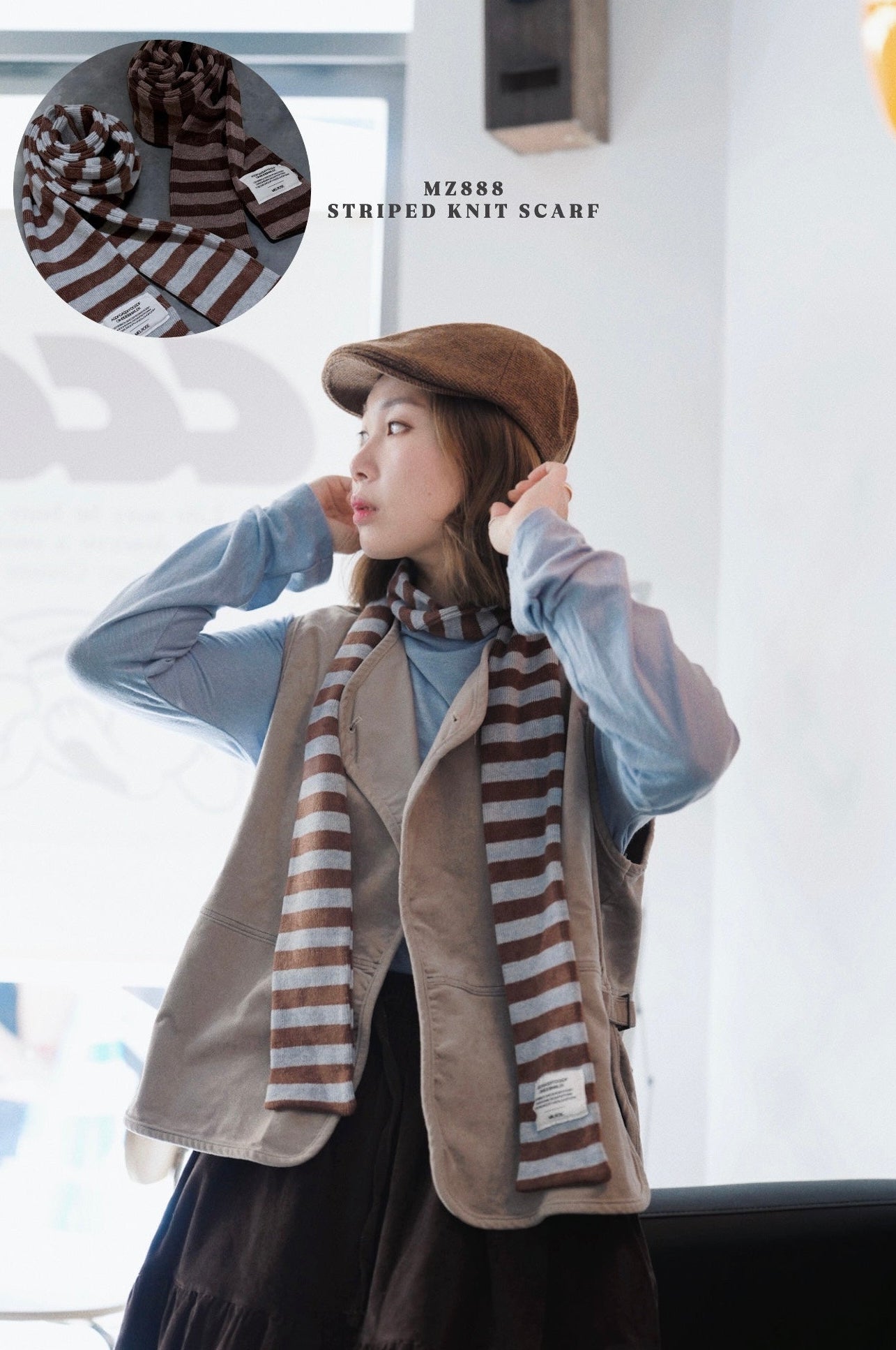 MZ888 STRIPED KNIT SCARF