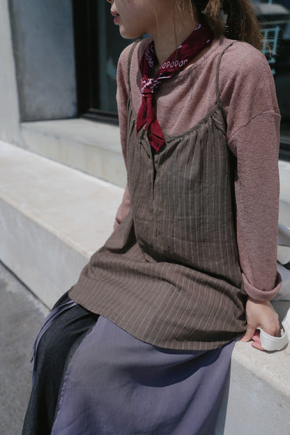 MZ819 LT WEIGHT BUTTON STRIPED DRESS