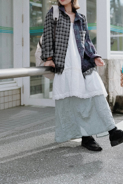 MB055 FLANNEL PATCHWORK LACE SHIRT