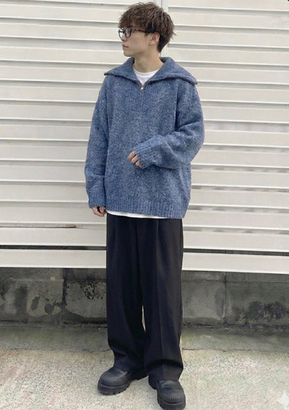 NA464 HALF ZIP KNIT SWEATER