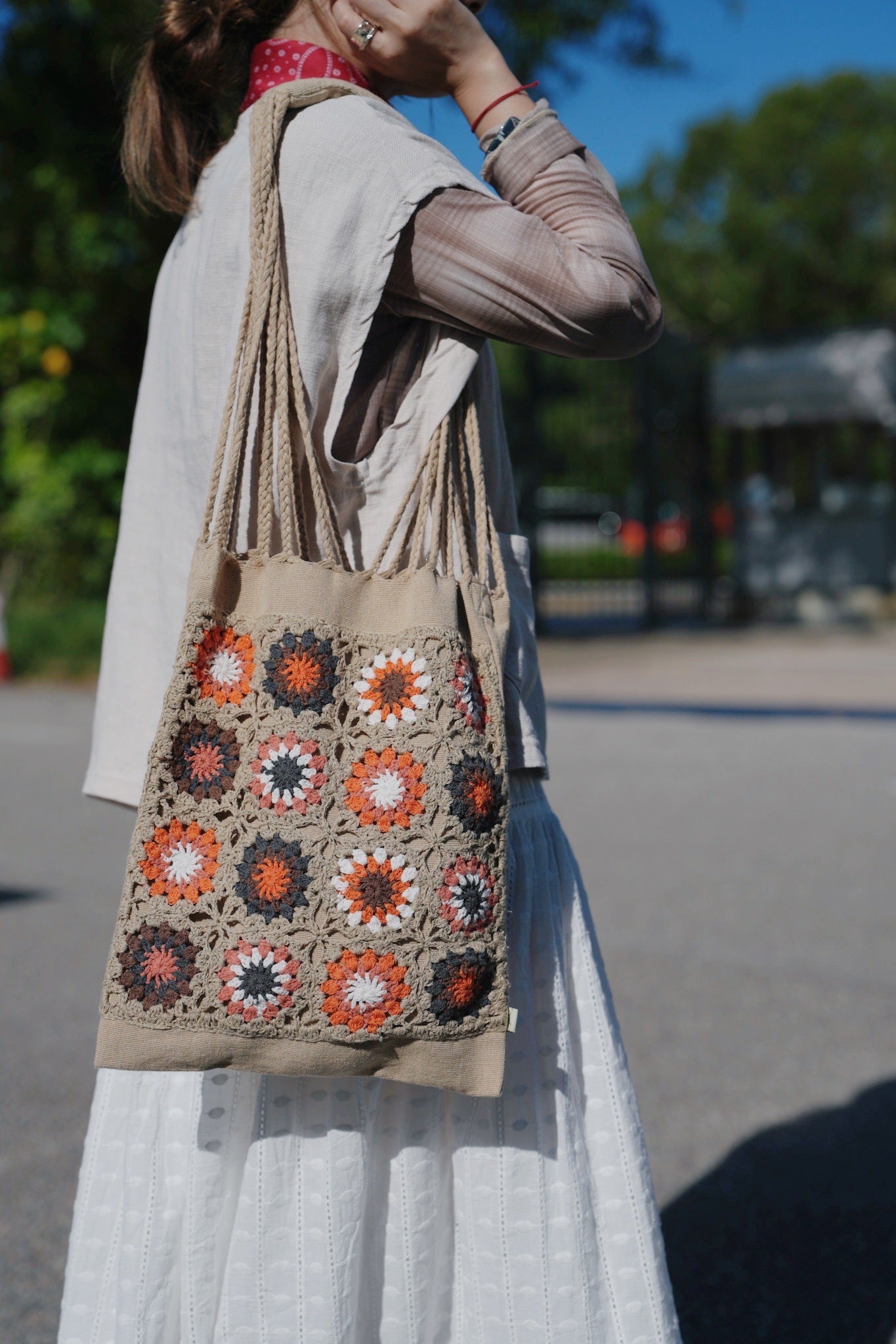 NA456 ETHNIC CROCHET TOTE BAG / 3 COLORS