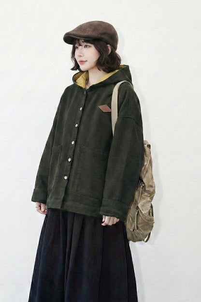 MZ938 DENIM TWILL BRUSHED HOODED COAT