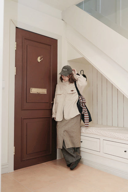 MZ923 HERRINGBONE WOOL SKIRT