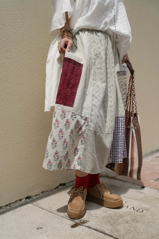 MB035 EMBROIDERED PATCHWORK SKIRT