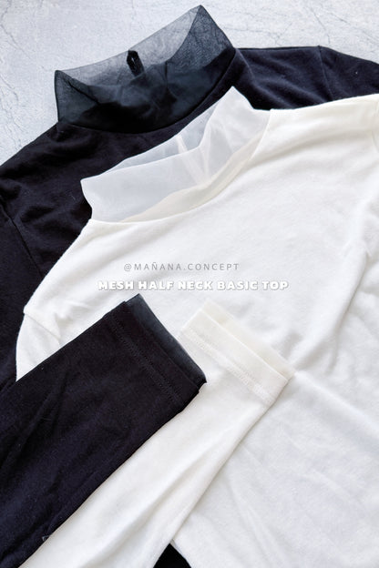 MZ956 MESH HALF NECK BASIC TOP