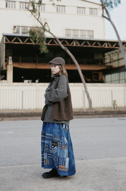 MZ910 BOTTLE NECK OVERSIZED STRIPE TOP