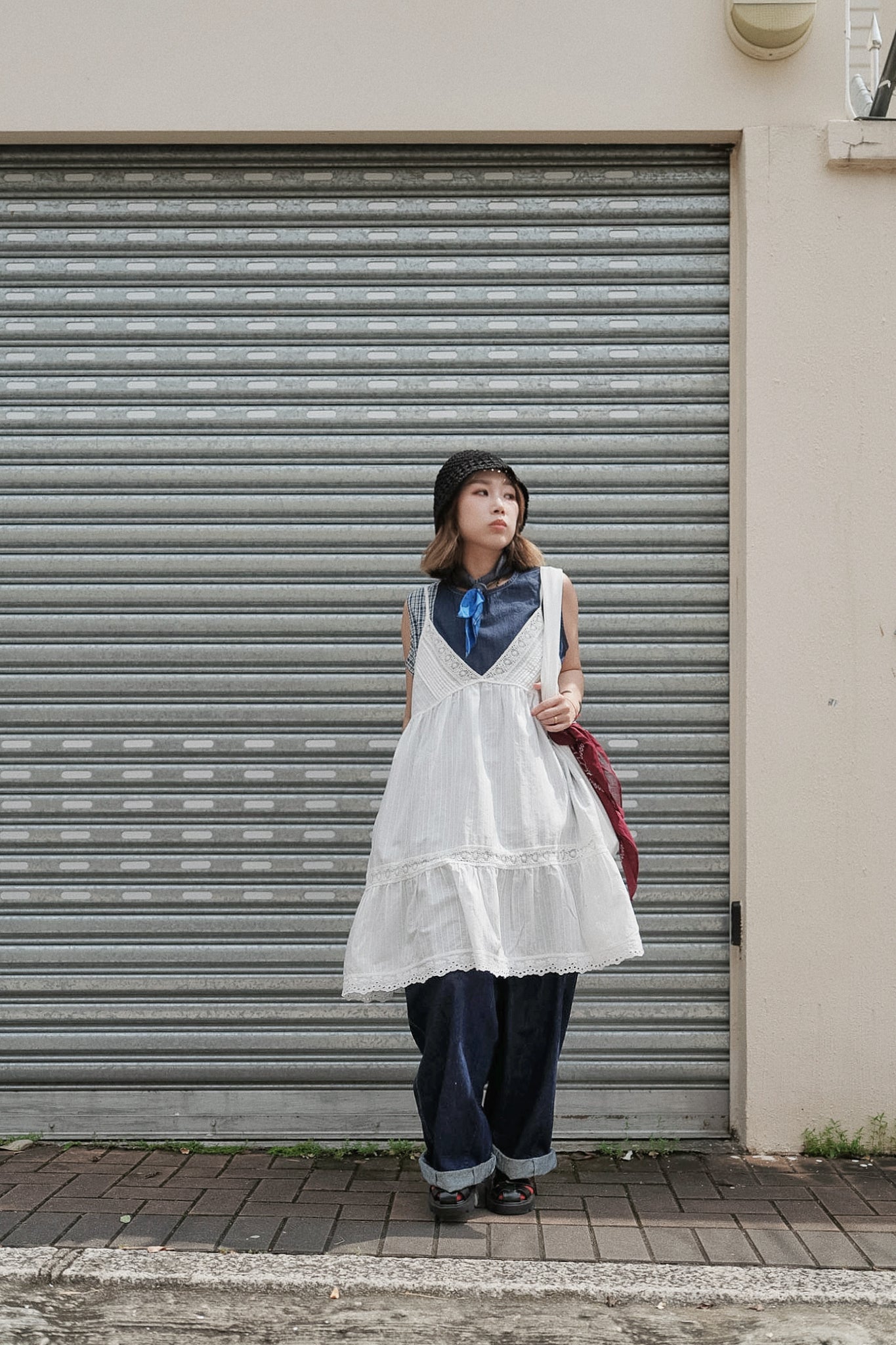 CB138 PATCHWORK DENIM TOP