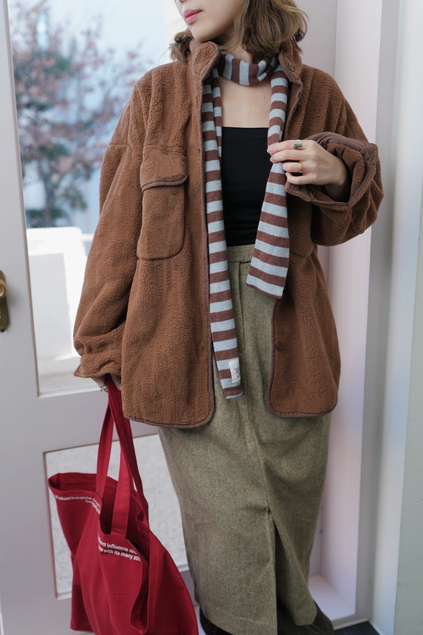 MZ923 HERRINGBONE WOOL SKIRT