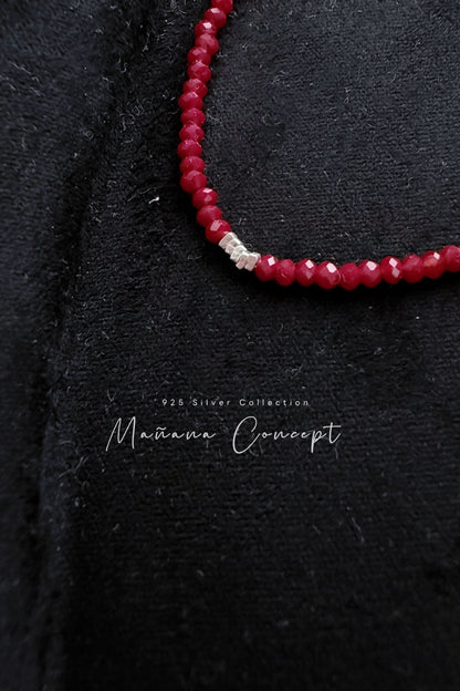 MB028 SILVER 925 RED CHOKER〔 L'Heure Bleue 〕