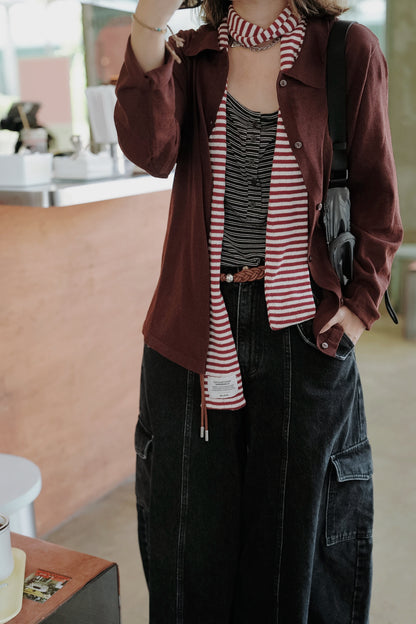 MZ888 STRIPED KNIT SCARF / 4 COL