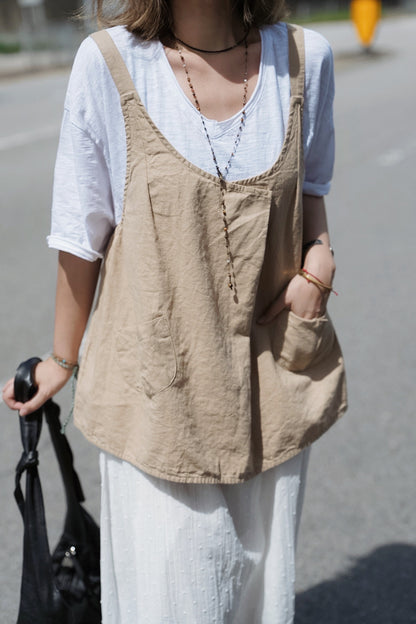 MB018 LINEN POCKET VEST TOP