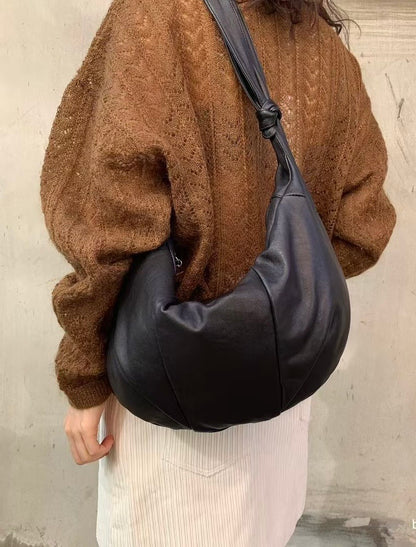 MB015 ITALIAN HANDMADE LAMBSKIN CROISSANT HOBO BAG