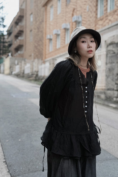 MB001 SHEER CRINKLE BLOUSE