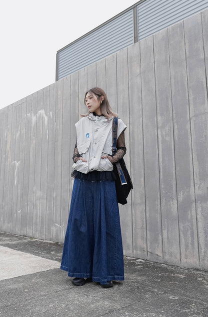 MZ978 MESH DOT RUFFLE TOP