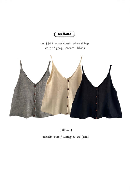 MZ946 V-NECK KNITTED VEST TOP