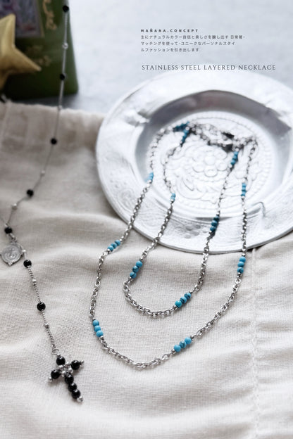 MB013 STAINLESS STEEL LAYERED NECKLACE