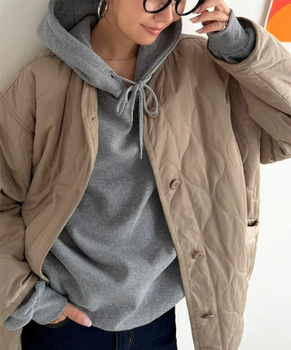 NA462 WAVY QUILTED MIDDLE COAT 【送$100】