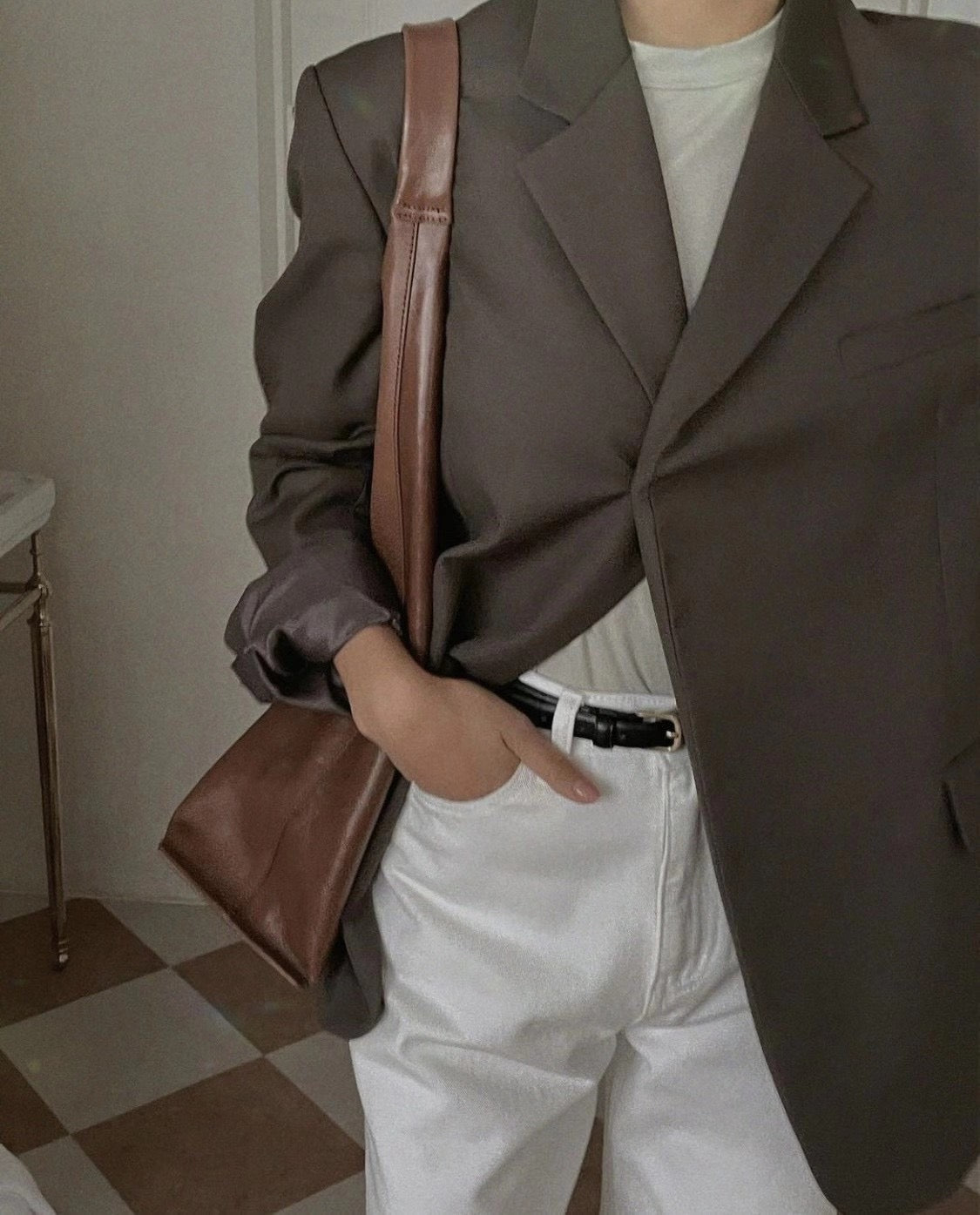 MZ838 ITALIAN LEATHER LARGE TOTE BAG / 2 COLORS
