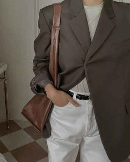MZ838 ITALIAN LEATHER LARGE TOTE BAG / 2 COLORS