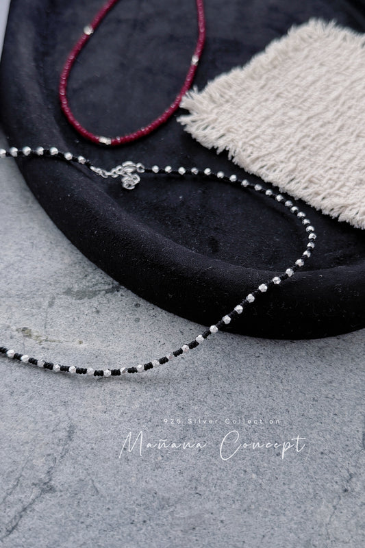 MB028 SILVER 925 BLACK CHOKER 〔 L'Heure Bleue 〕