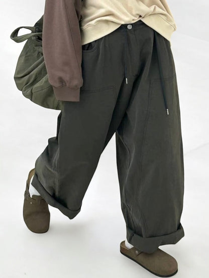 MZ939 BALLOON COTTON STRING WIDE PANTS