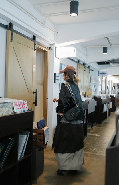 MZ945 FAUX LEATHER TRENCH JACKET