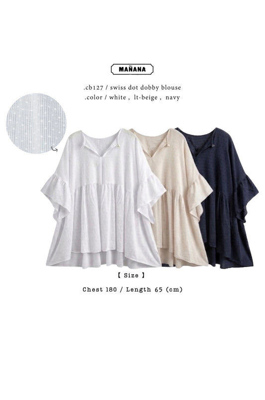 CB127 SWISS DOT DOBBY BLOUSE