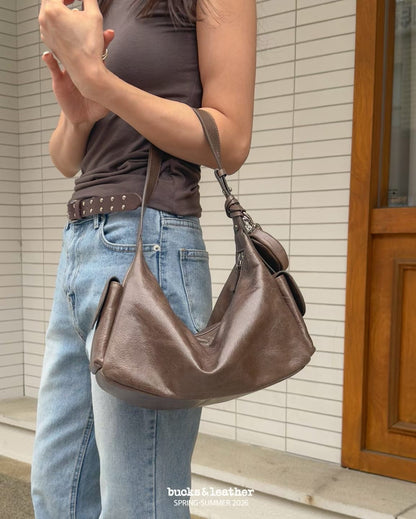 BUCKS & LEATHER HANDMADE DOUBLE POCKET HOBO BAG