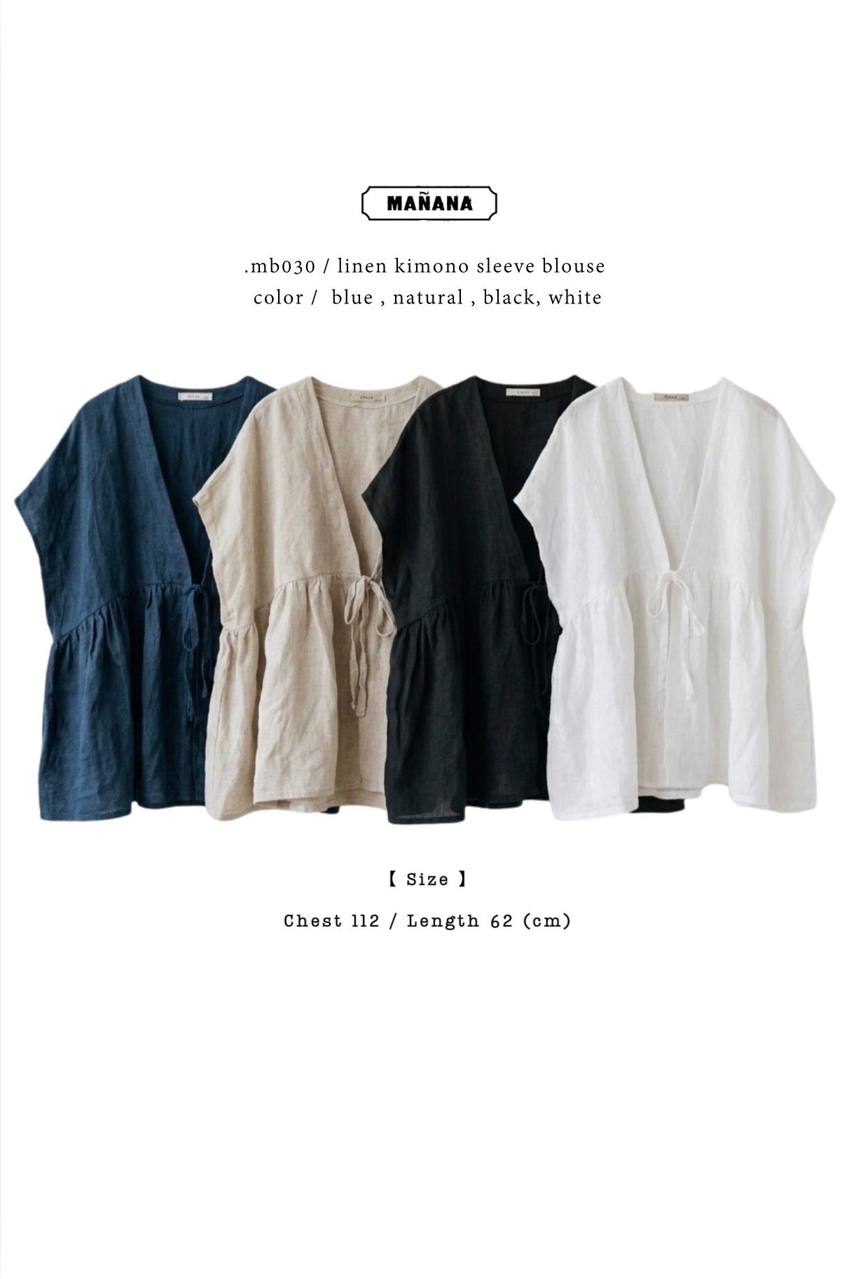 MB030 LINEN KIMONO SLEEVE BLOUSE