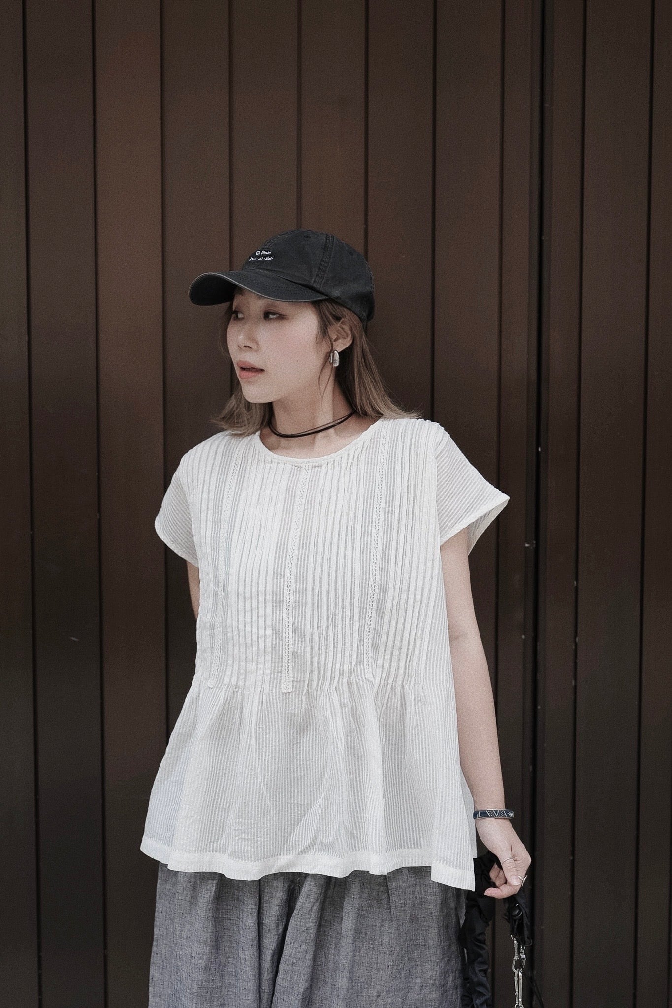 CB113 PINTUCK LACE TOP