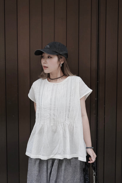 CB113 PINTUCK LACE TOP