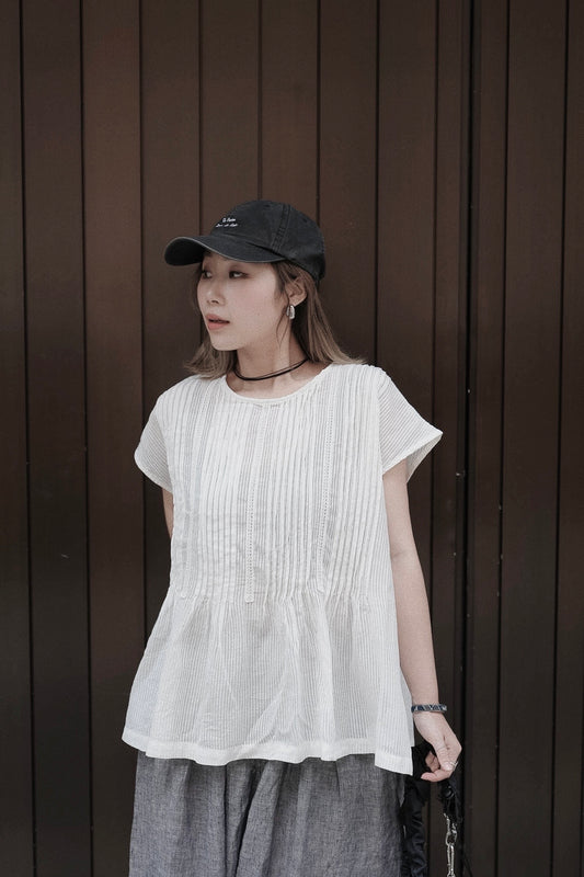 CB113 PINTUCK LACE TOP