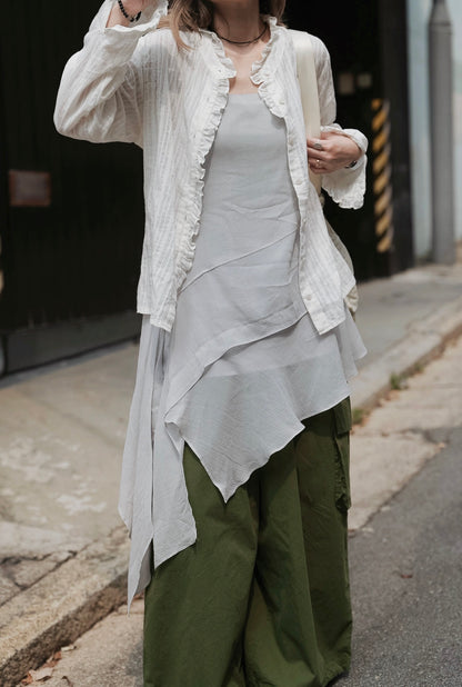 MZ988 ASYMMETRIC CHIFFON ONE PIECE DRESS