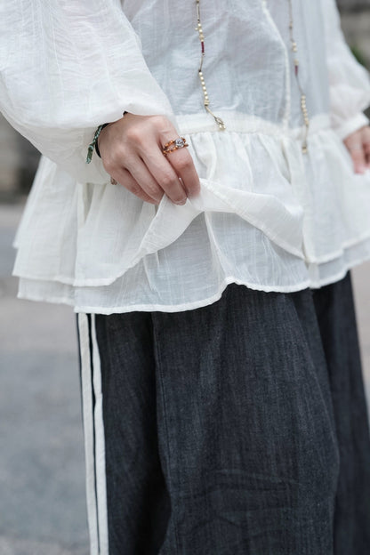 MB001 SHEER CRINKLE BLOUSE