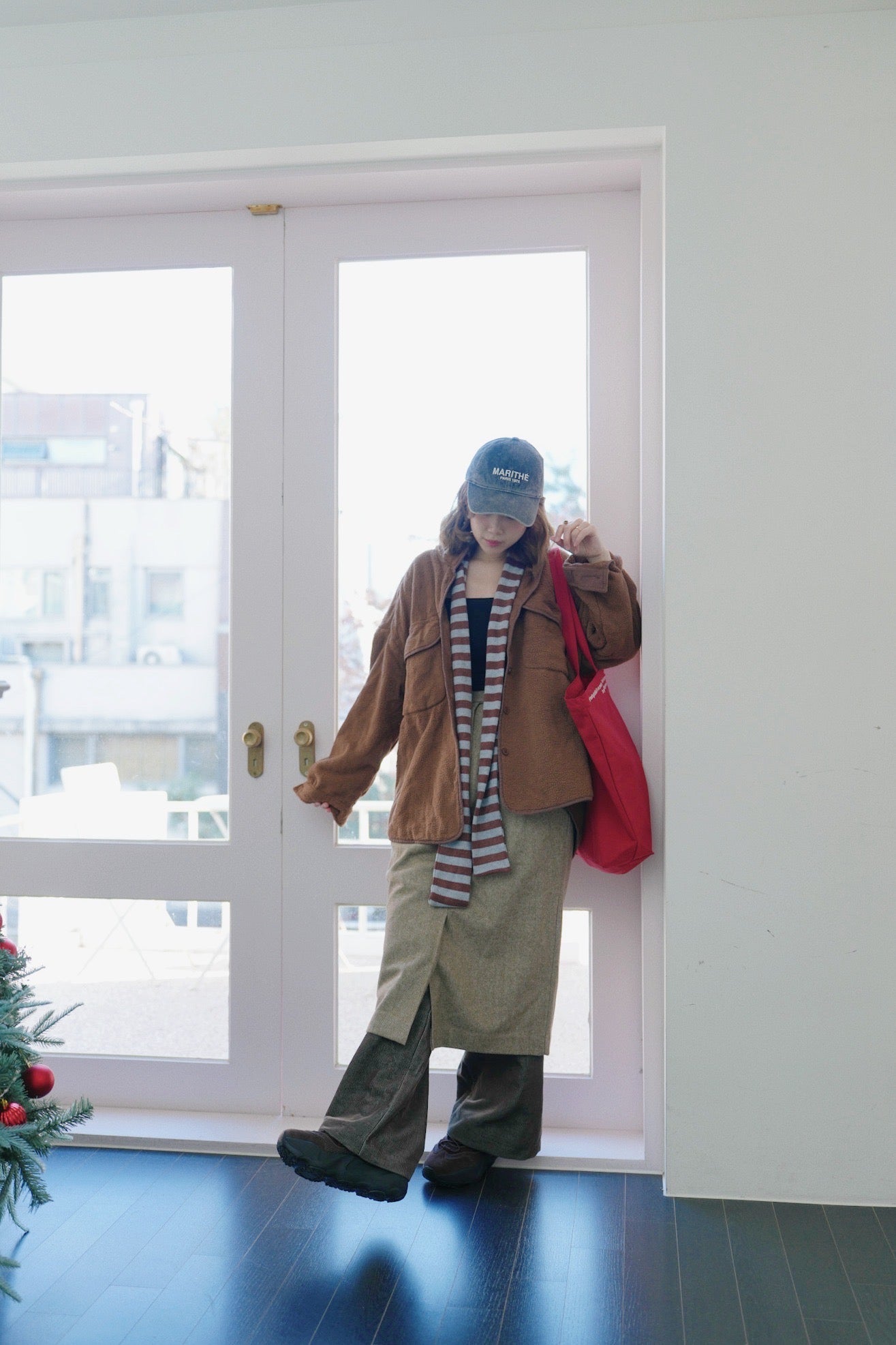 MZ923 HERRINGBONE WOOL SKIRT