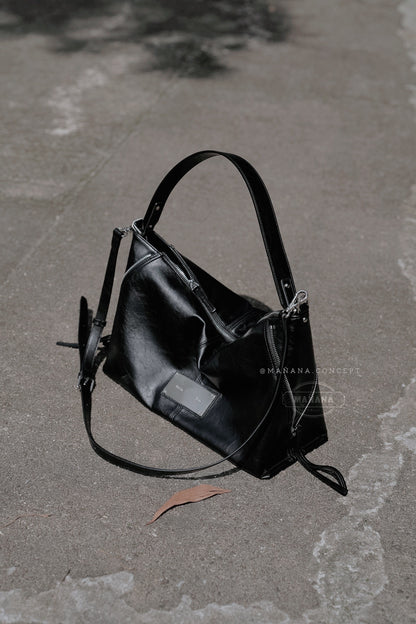 ❗️斷貨王❗️MATIN KIM SIDE ZIPPER SHOULDER BAG - BLACK/GREY/DK BROWN
